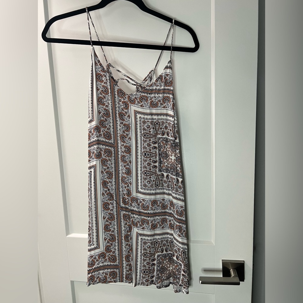Orange/Navy Patterned Tie Back Dress